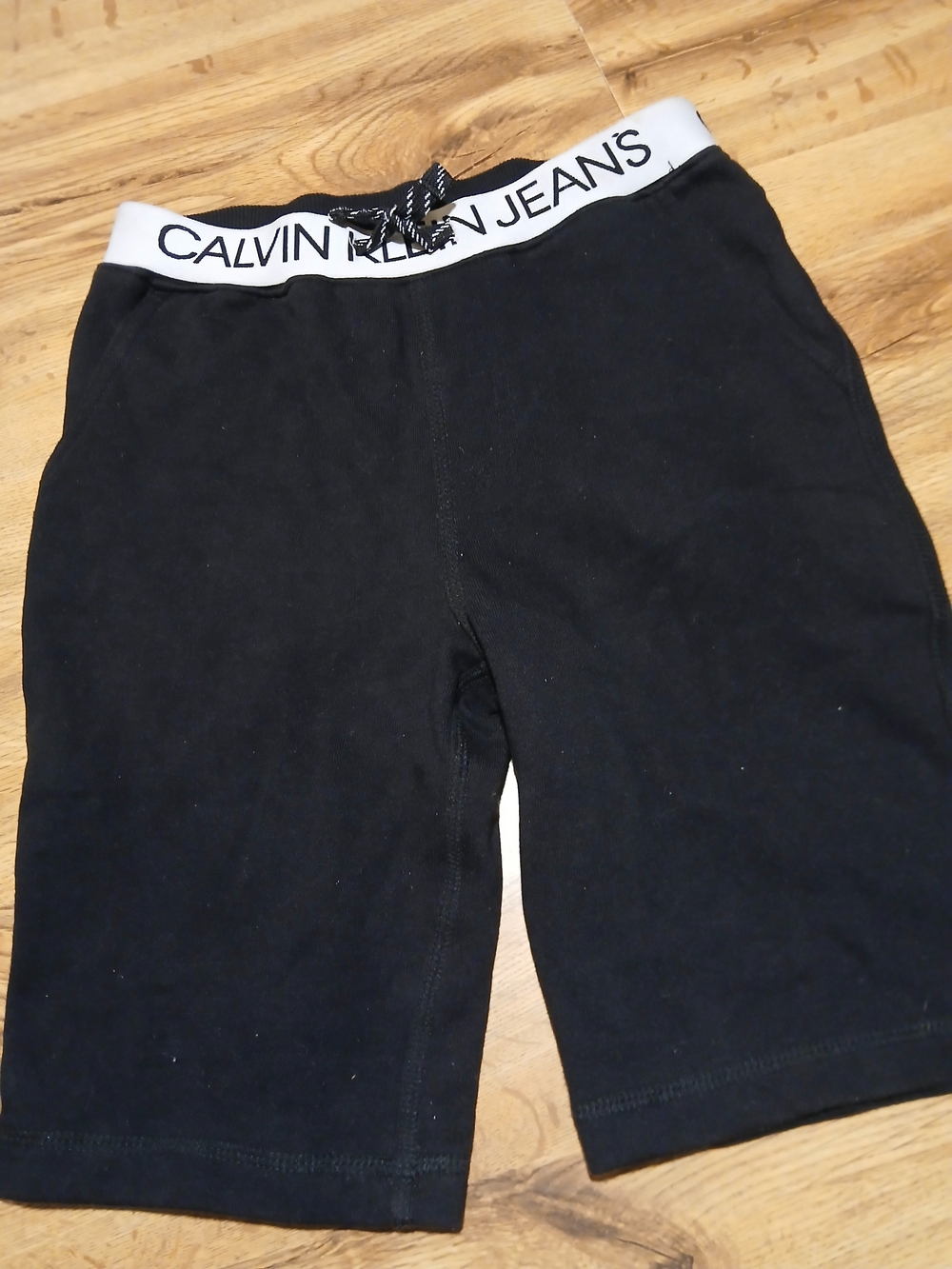 Calvin Klein Jeans Black Athletic Shorts with White Branded Waistband